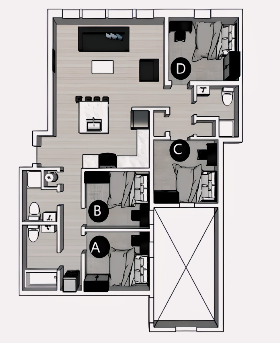 4 Rooms view 3
