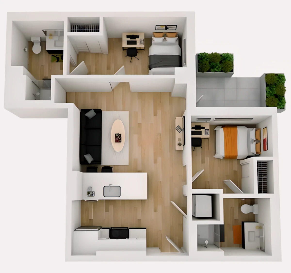 2 Rooms view 1