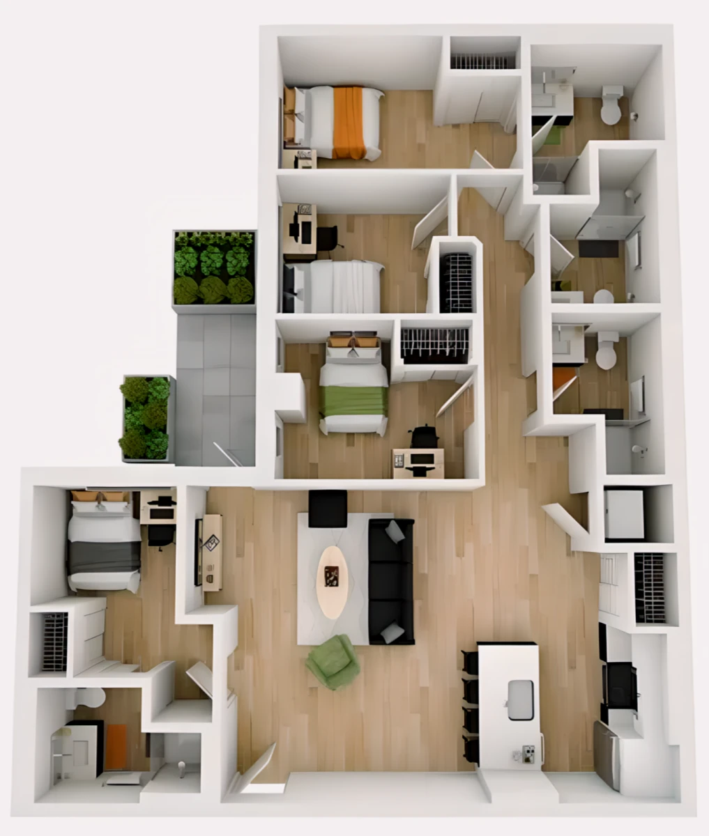4 Rooms view 3