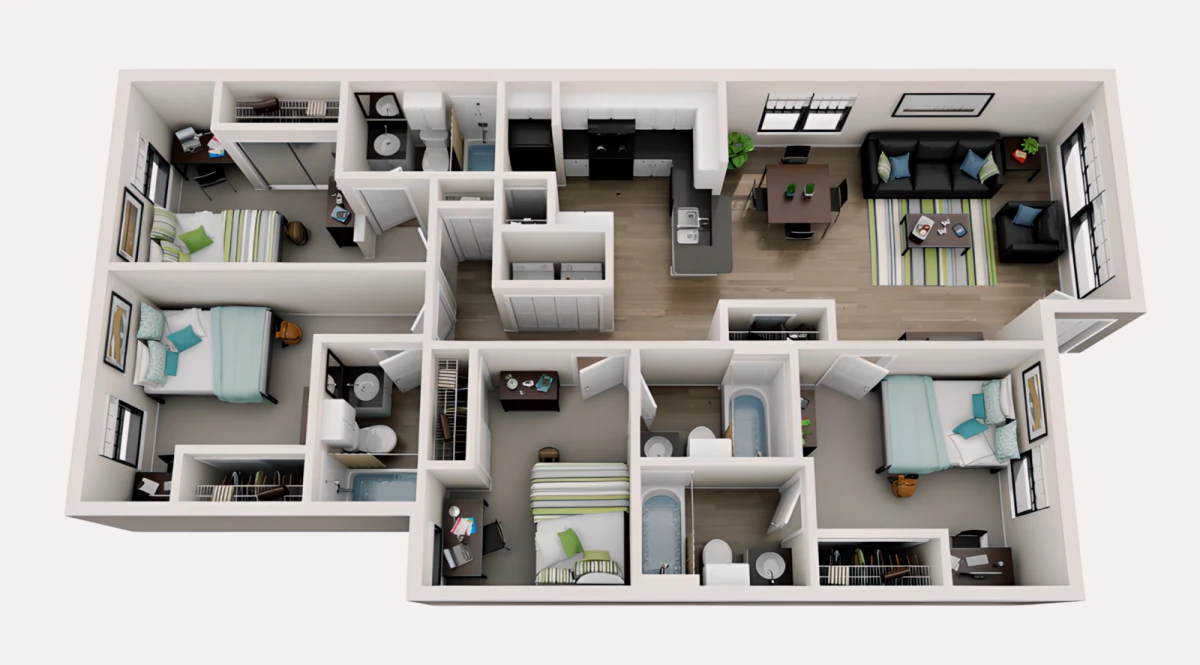 4 Rooms view 2