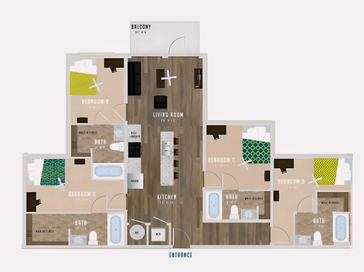 4 Rooms view 1