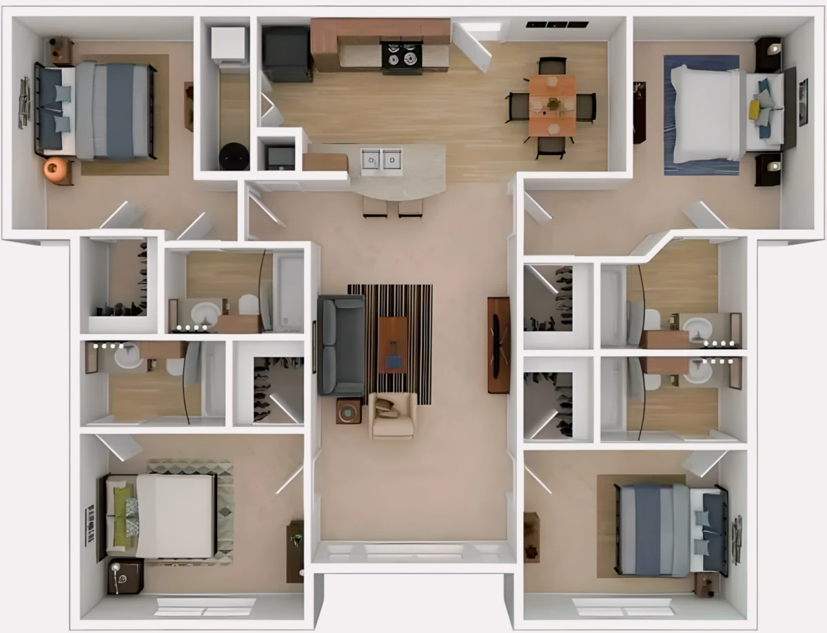 4 Rooms view 1