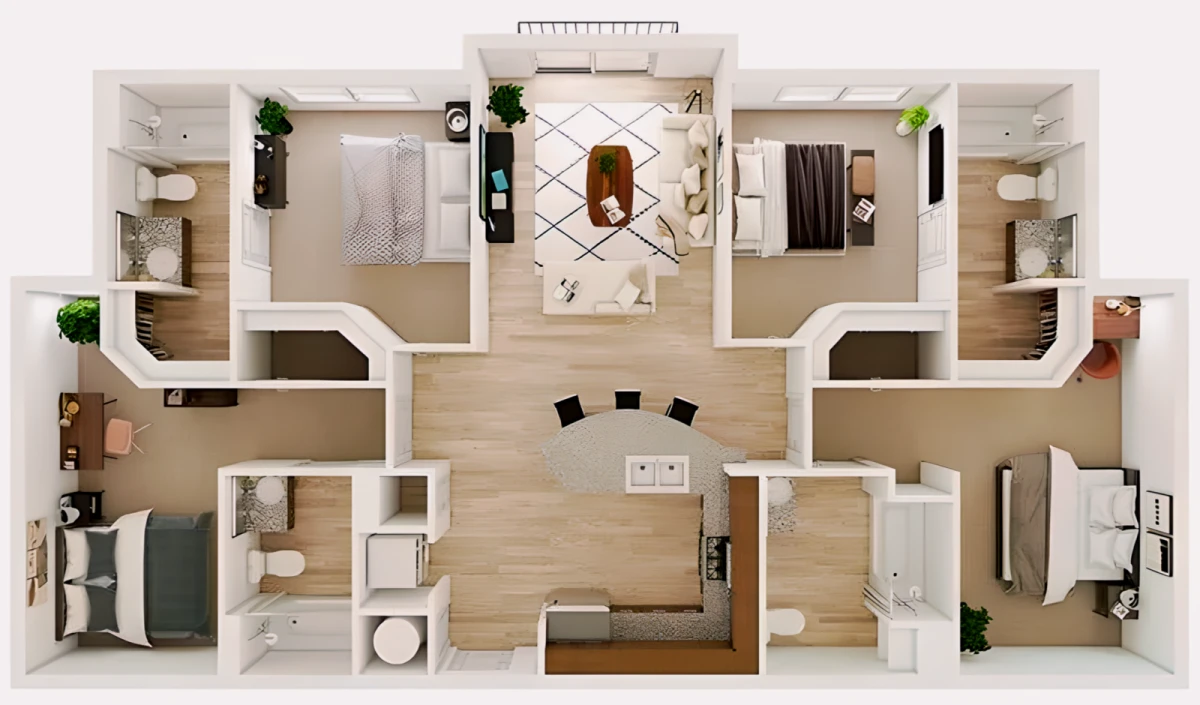 4 Rooms view 1