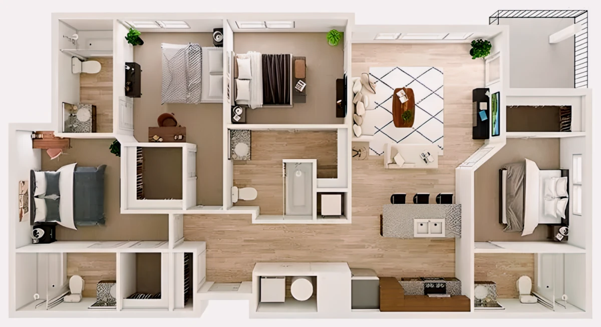 4 Rooms view 3
