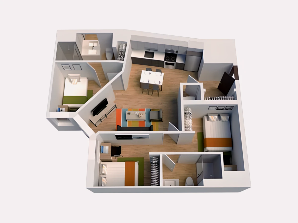 3 Rooms view 1