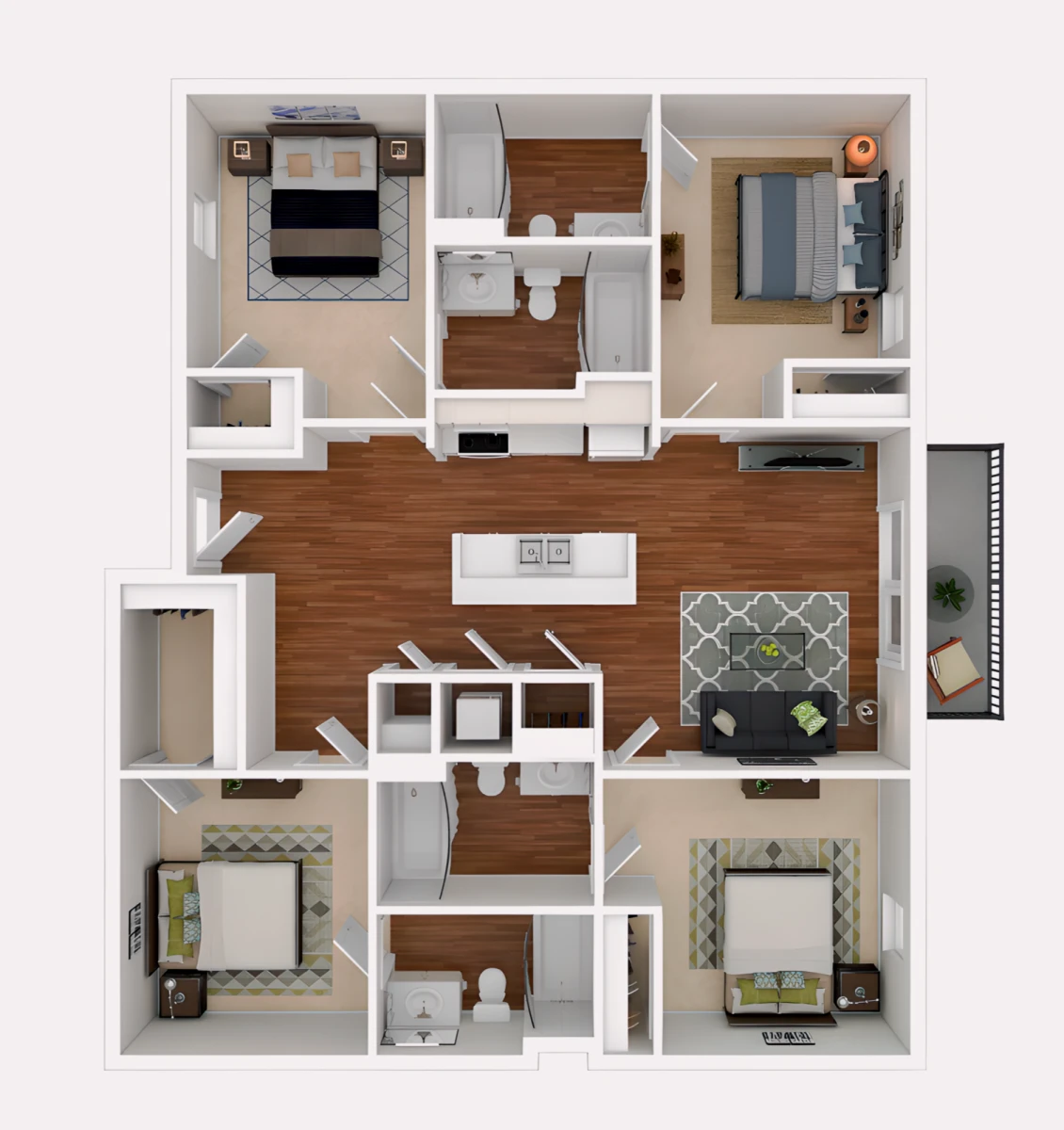 4 Rooms view 1