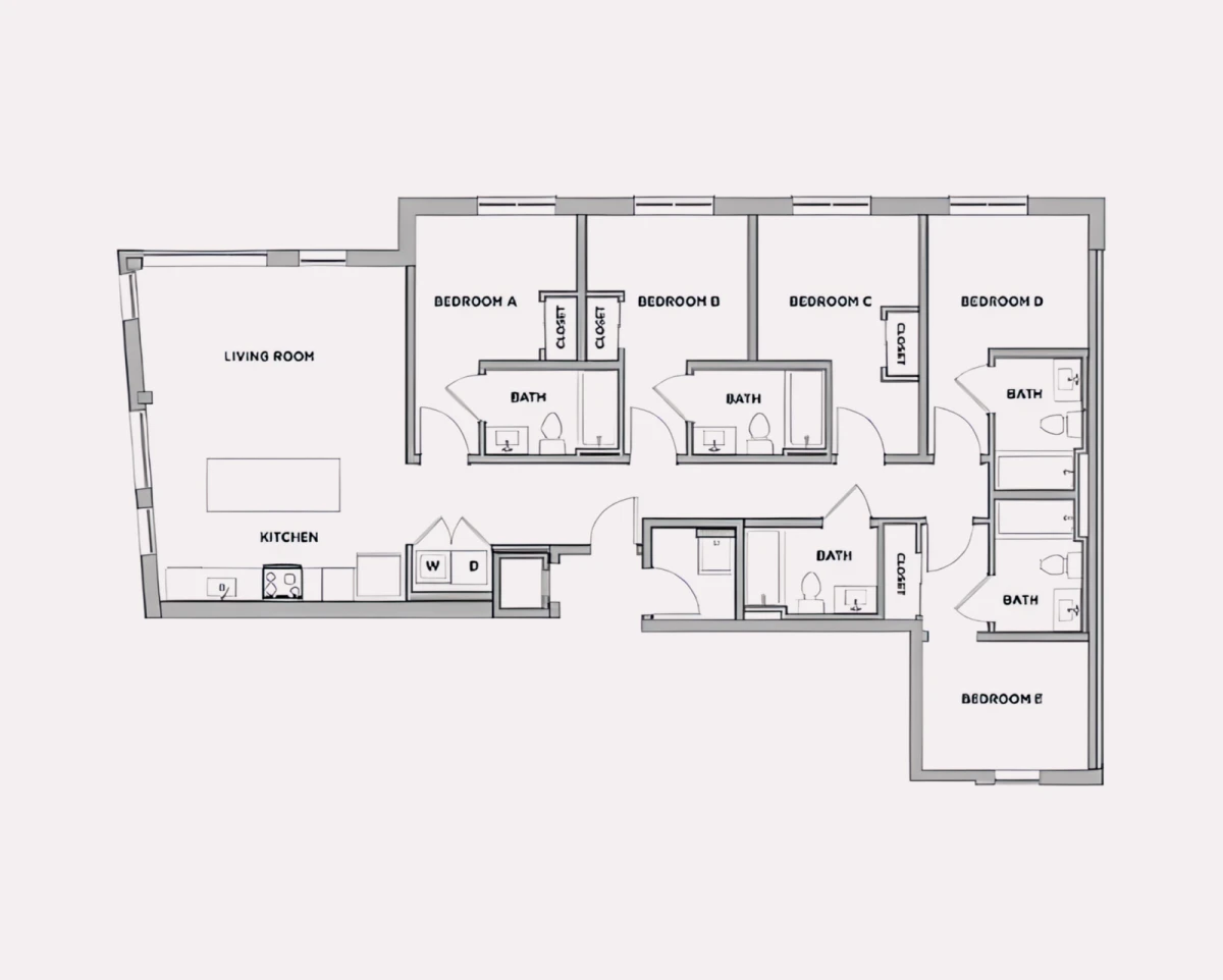 2 Bed 2 Bath B11 Shared Bathroom