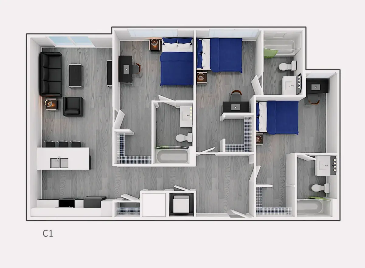 1x1 Rooms view 1