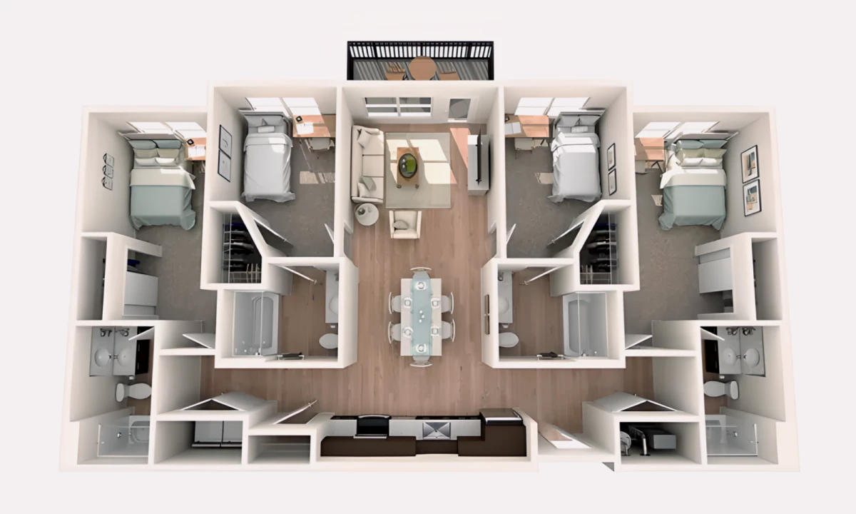 4 Rooms view 1