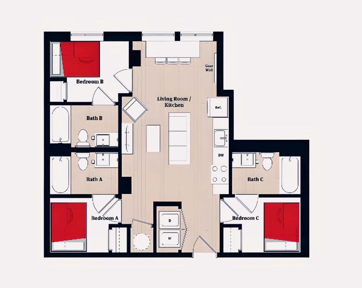 3 Rooms view 2