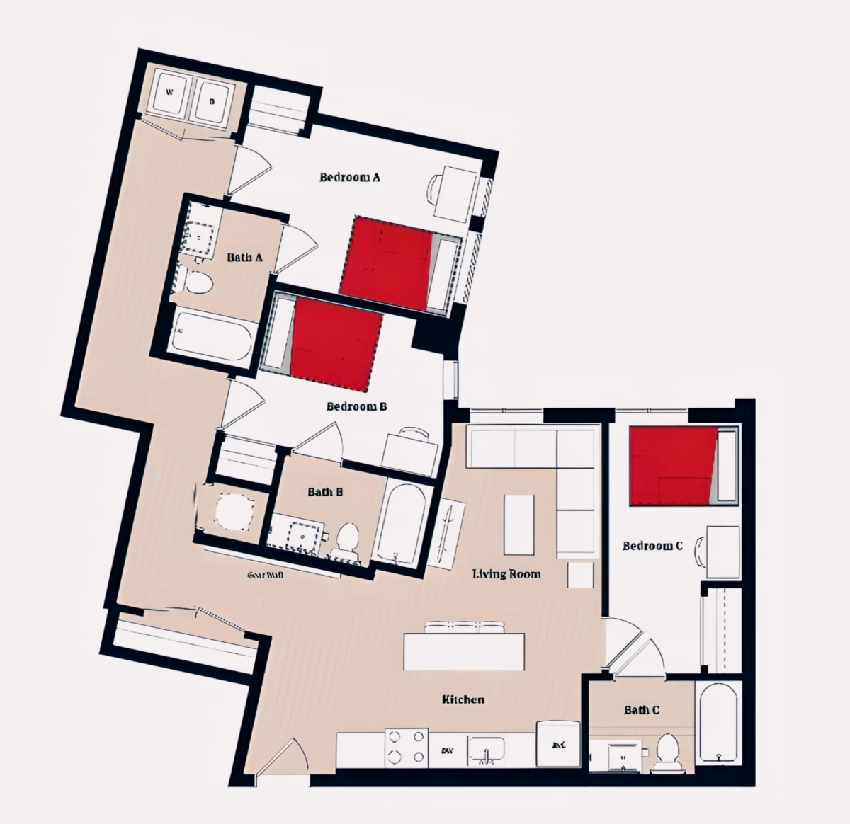 3 Rooms view 1