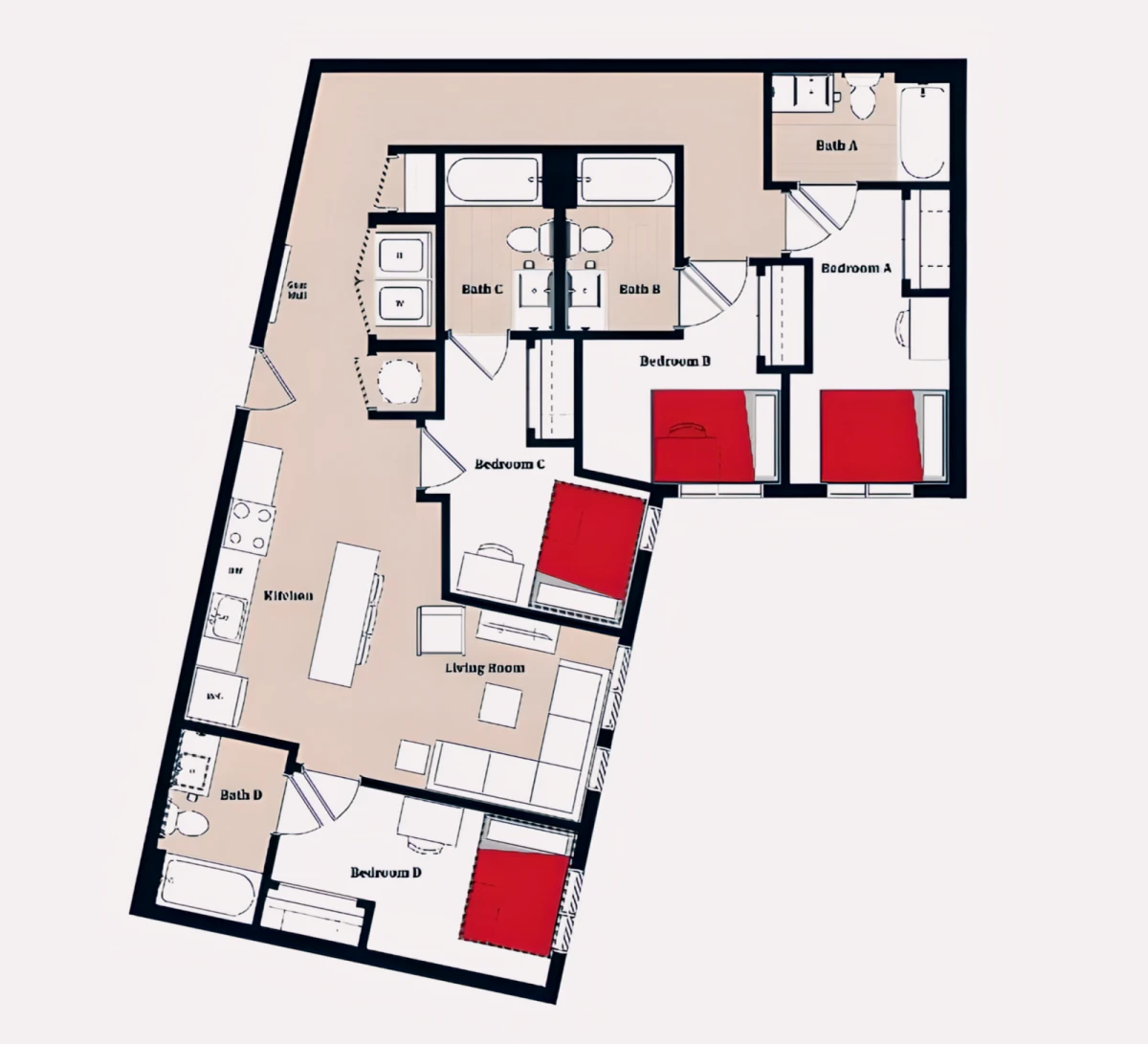 4 Rooms view 1