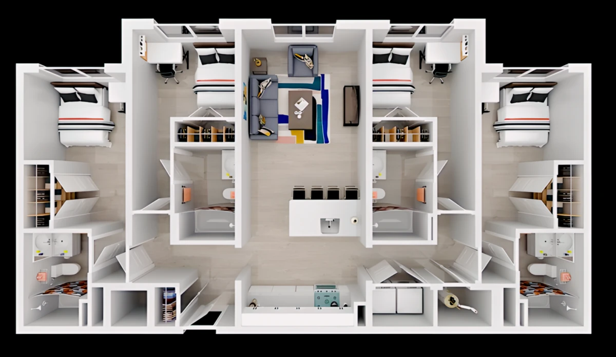 4 Rooms view 1