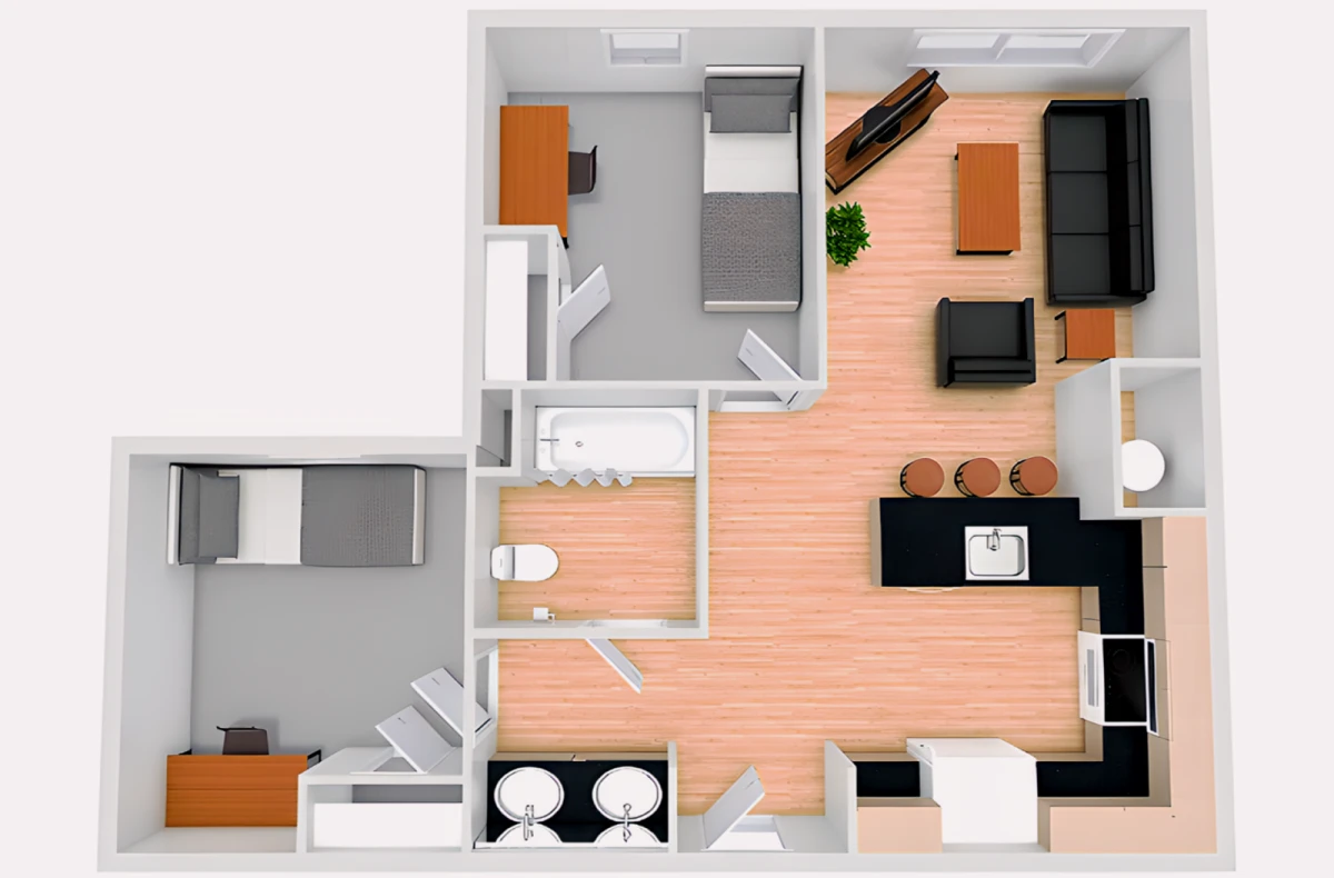 2 Rooms view 1