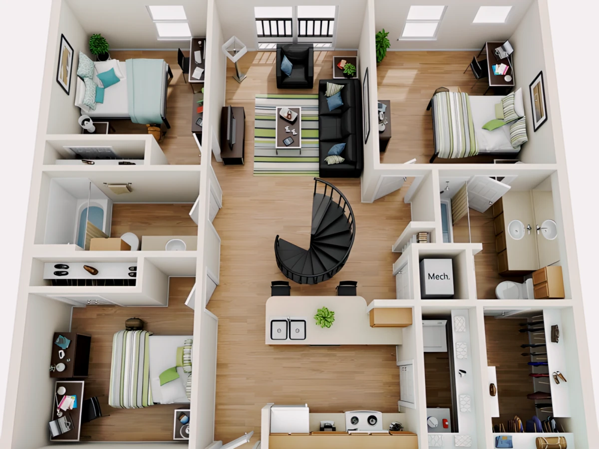 4 Rooms view 2