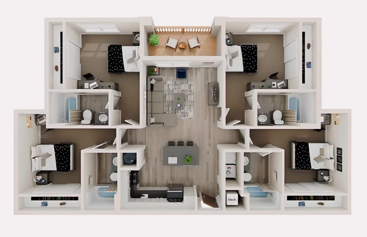 4 Rooms view 1