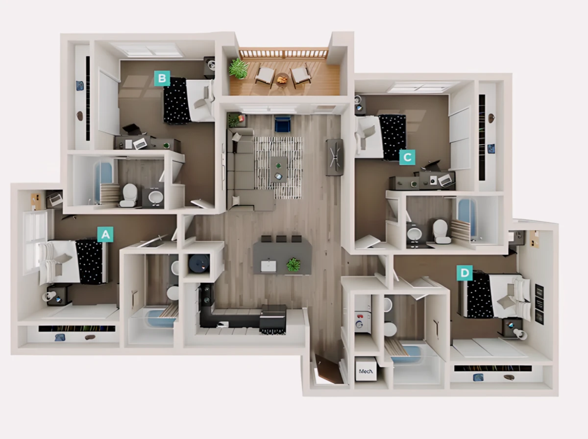 4 Rooms view 2