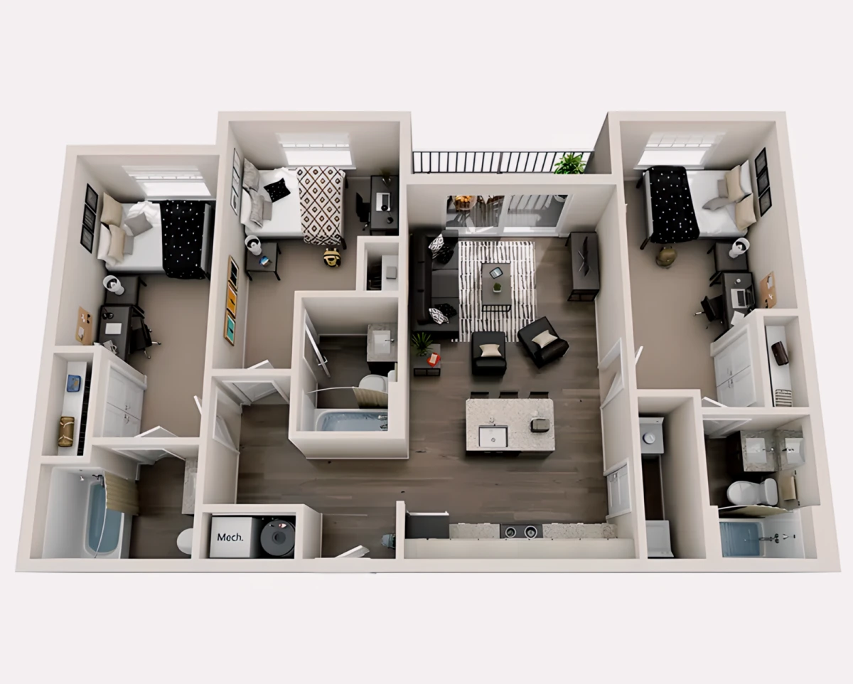 3 Rooms view 1