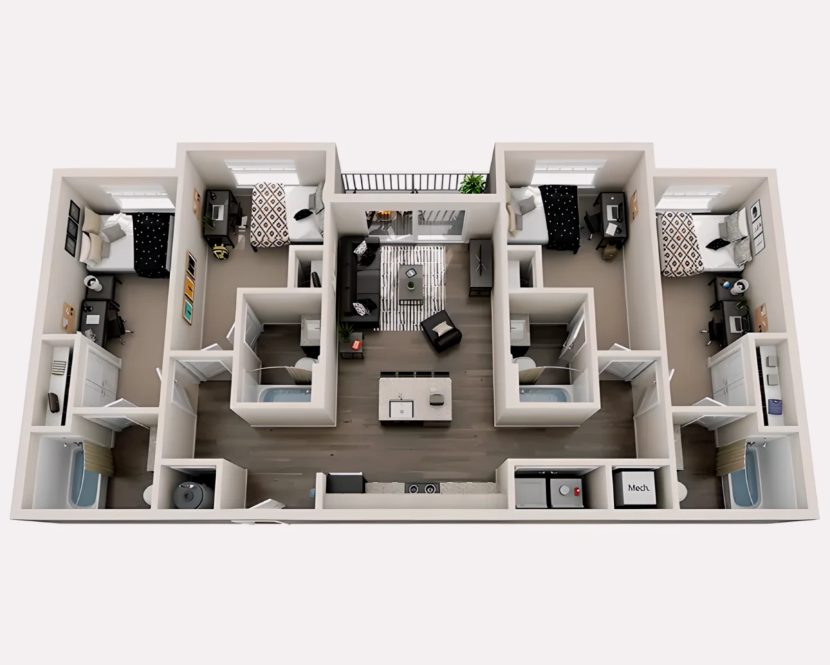 4 Rooms view 2
