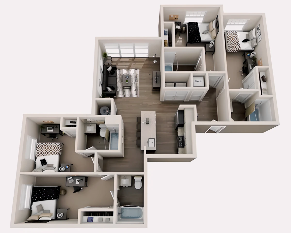 4 Rooms view 1
