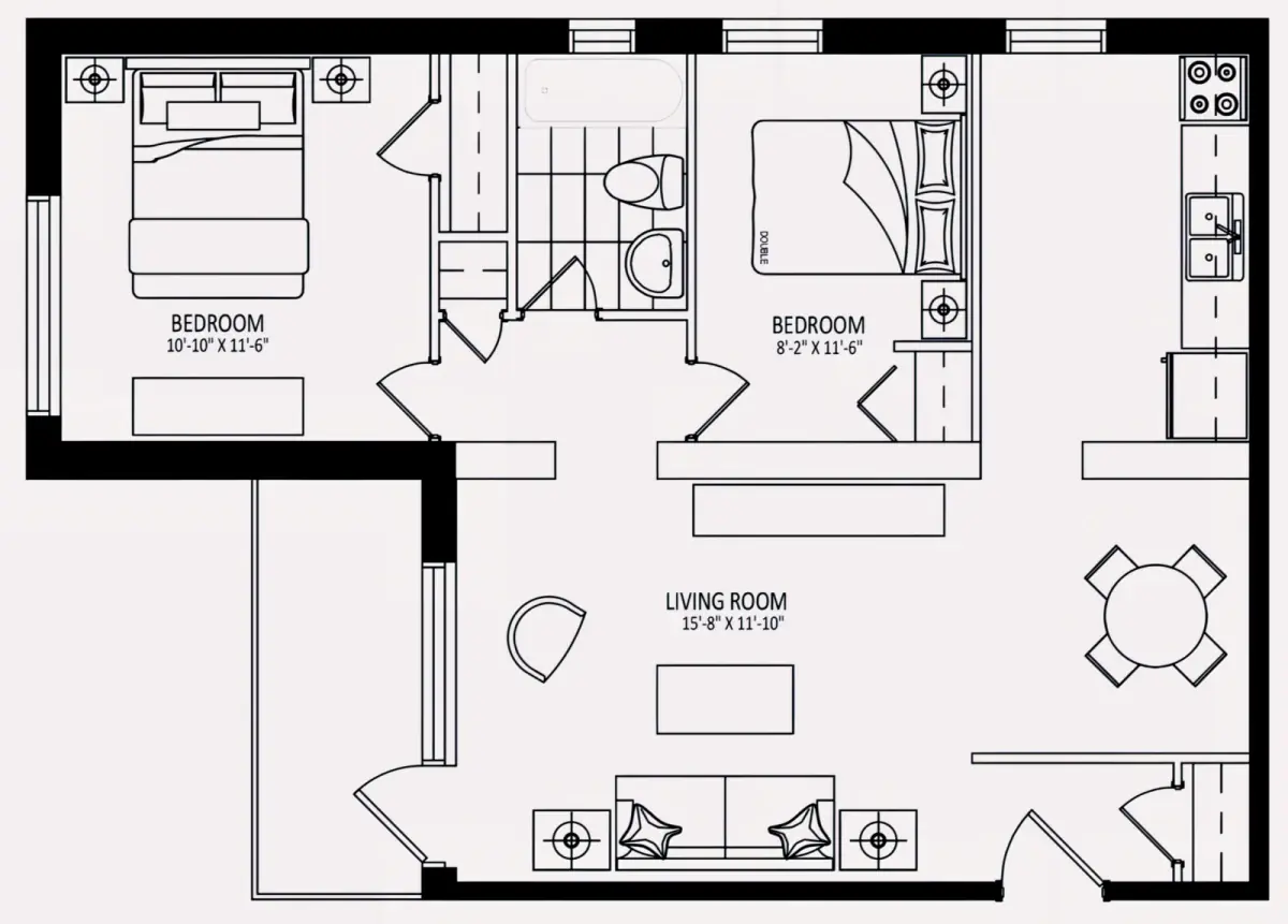 2 Rooms view 1
