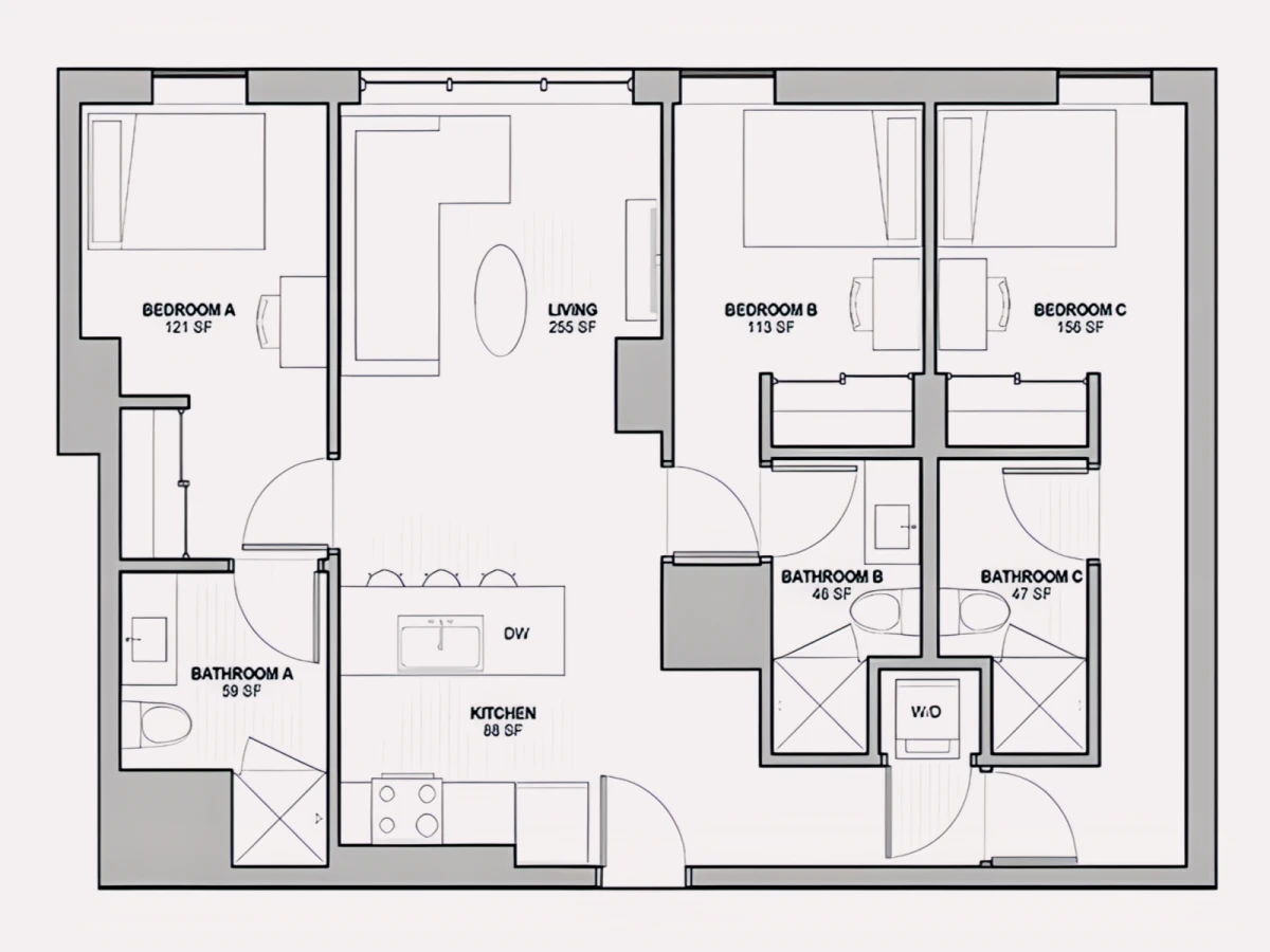 3 Rooms view 1