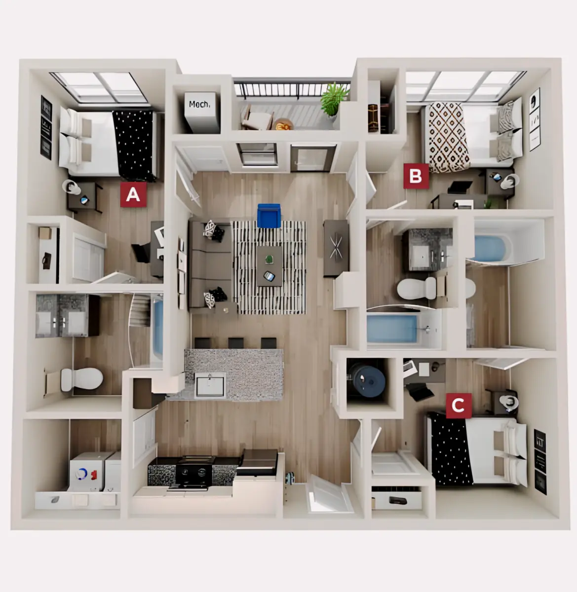 3 Rooms view 2