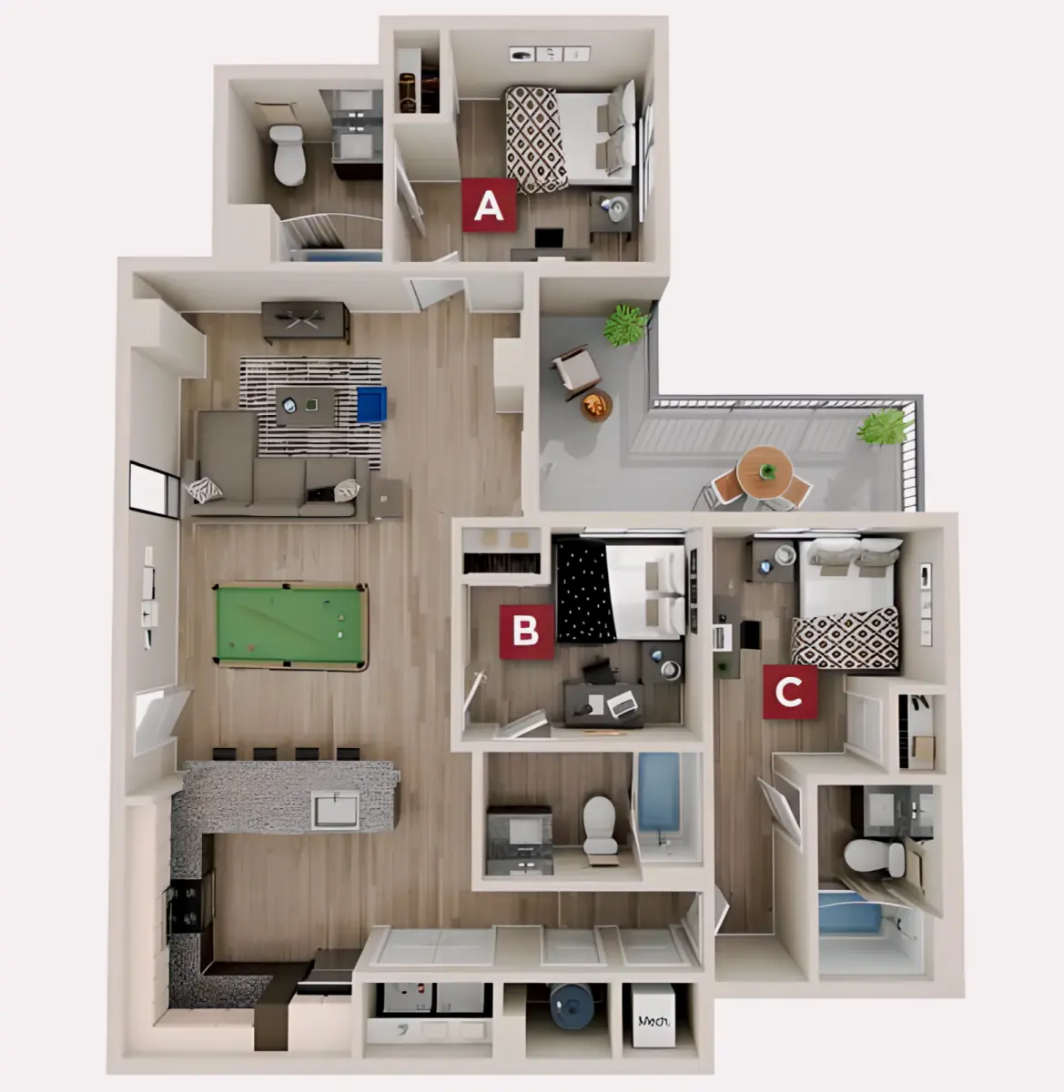 3 Rooms view 1