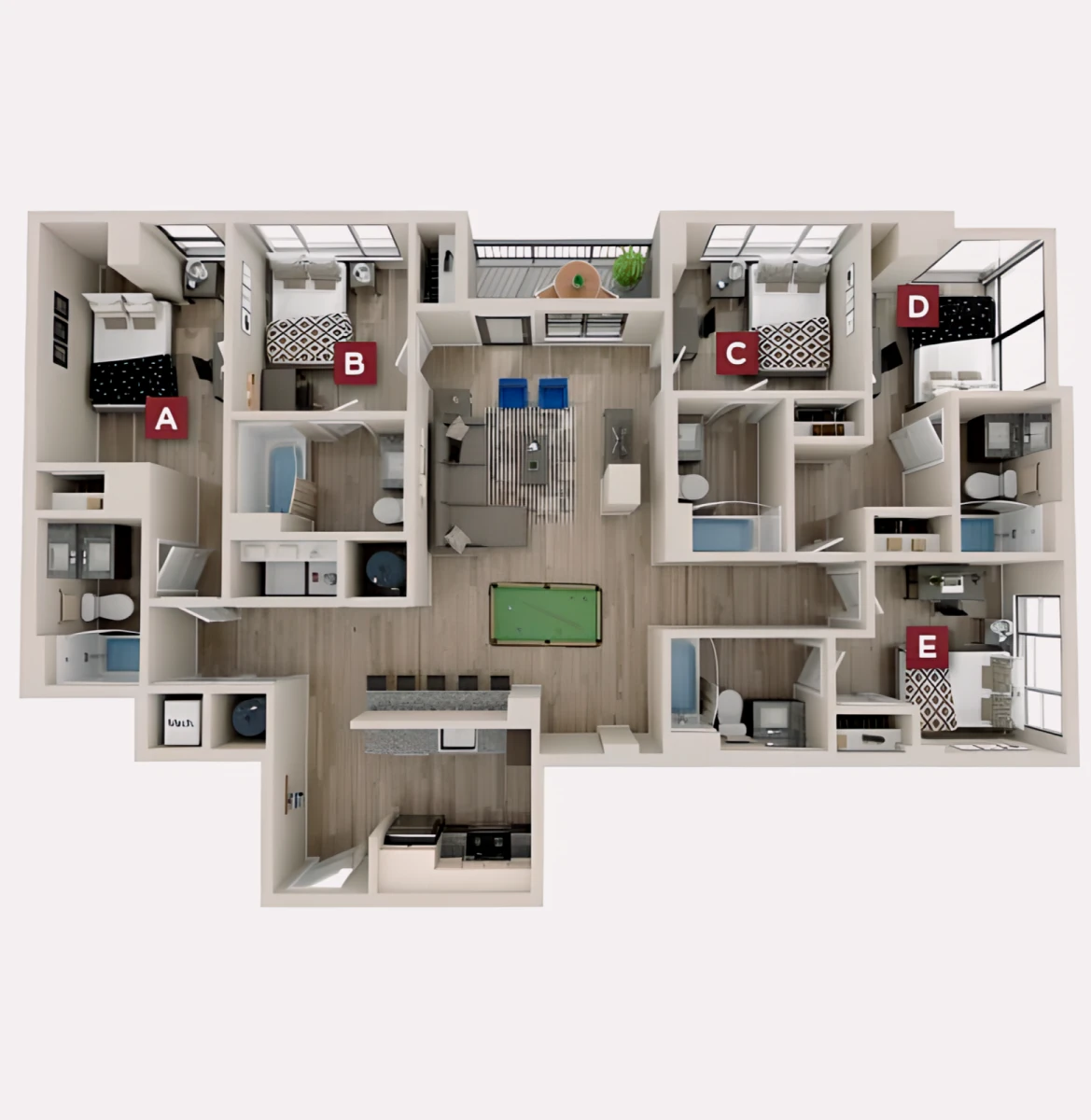 5 Rooms view 3