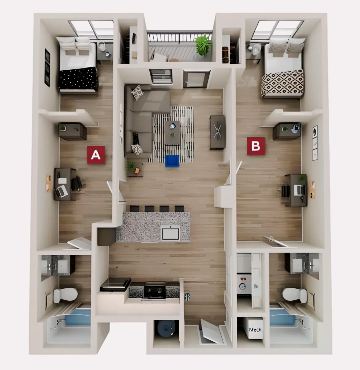 2 Rooms view 1