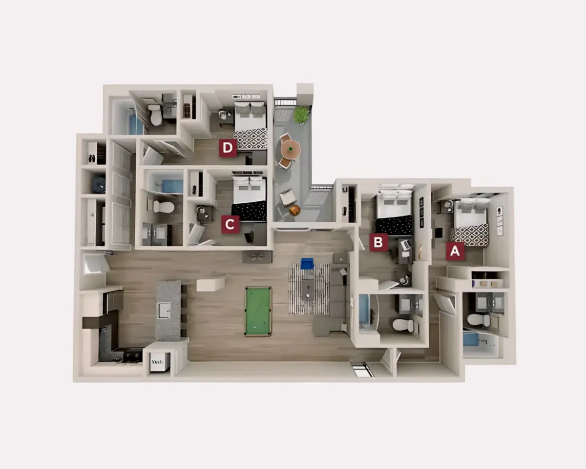 4 Rooms view 1