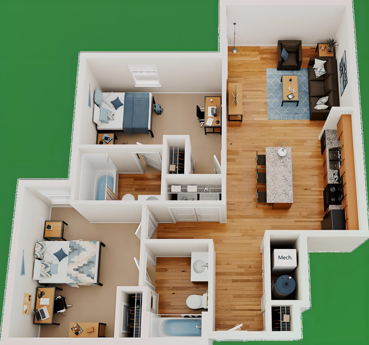 2 Rooms view 1