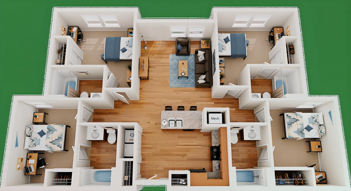4 Rooms view 1