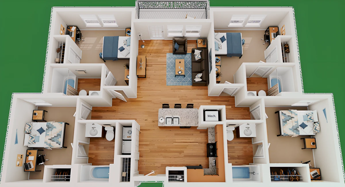 4 Rooms view 3