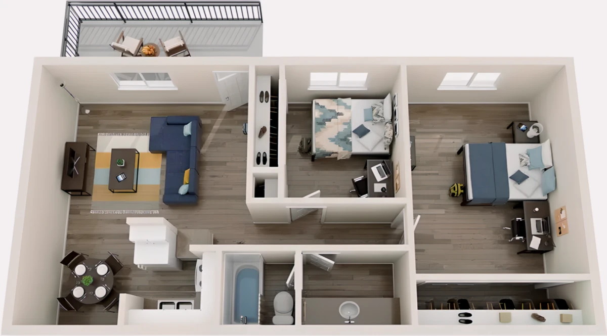 2x1 Rooms view 1