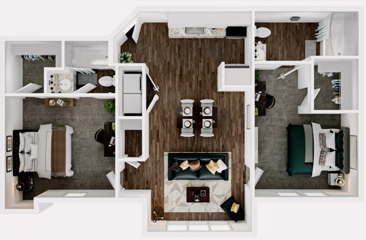 2BR/2BA Rooms view 1