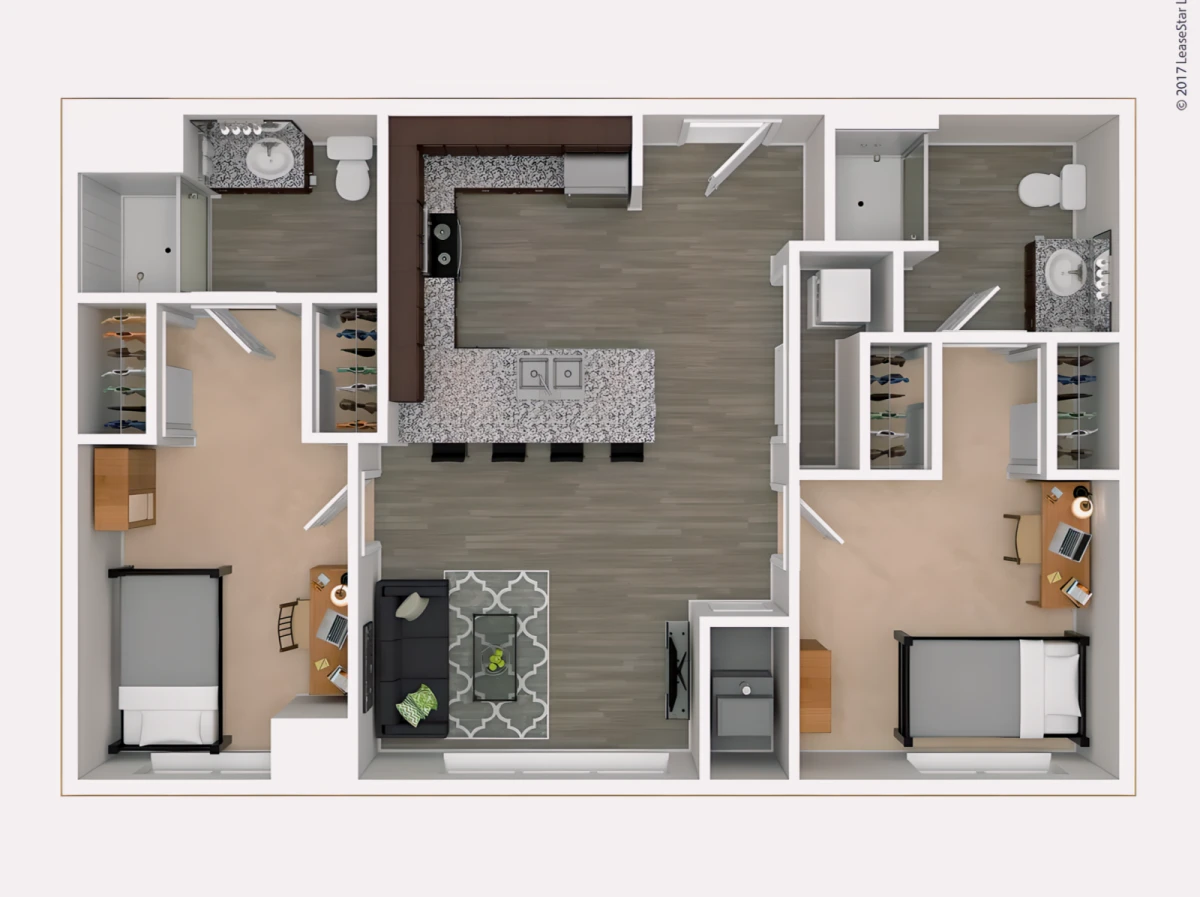 2 bed, 2 bath Plus shared