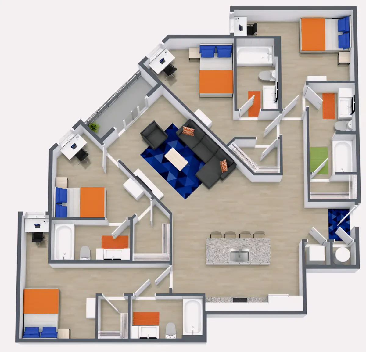 4 Rooms view 2