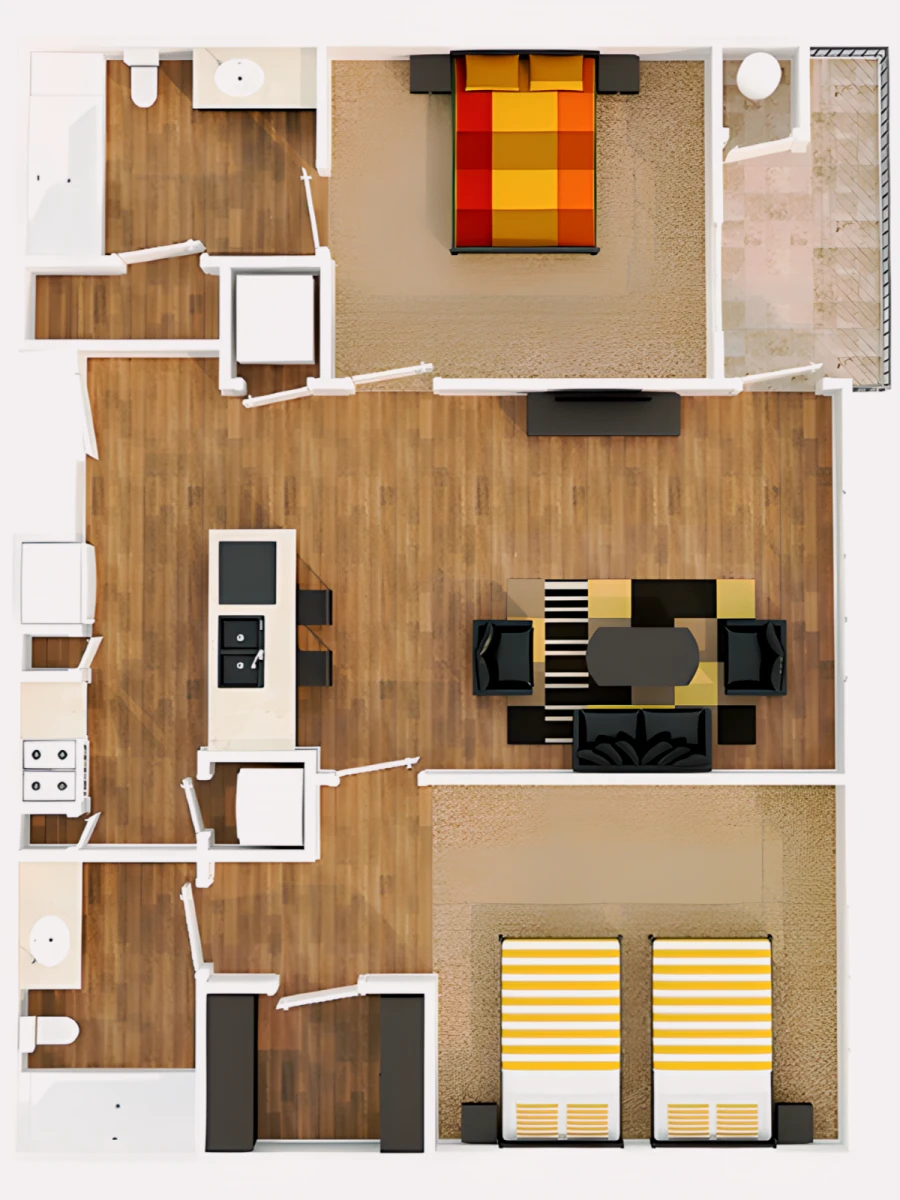 2x2 Rooms view 3