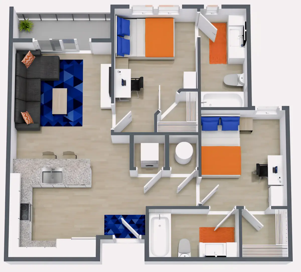 2 Rooms view 1