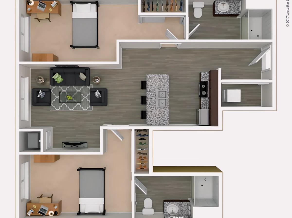 2 bed, 2 bath Deluxe