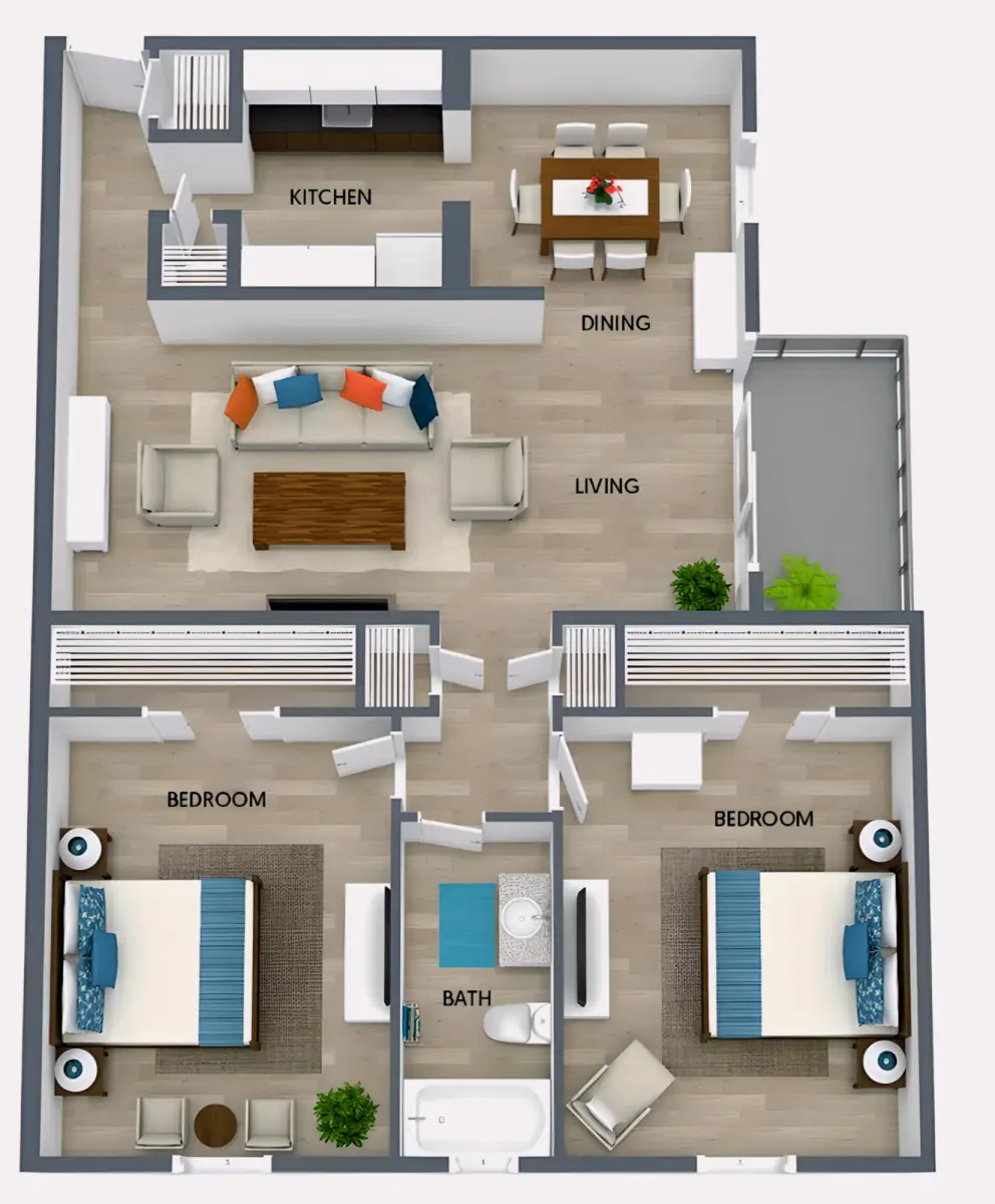 2 Rooms view 1
