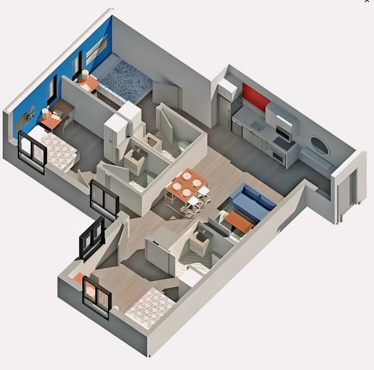 3 Rooms view 1
