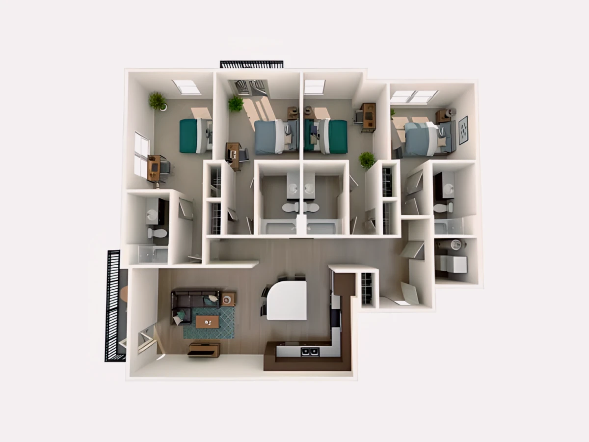 4 Rooms view 1