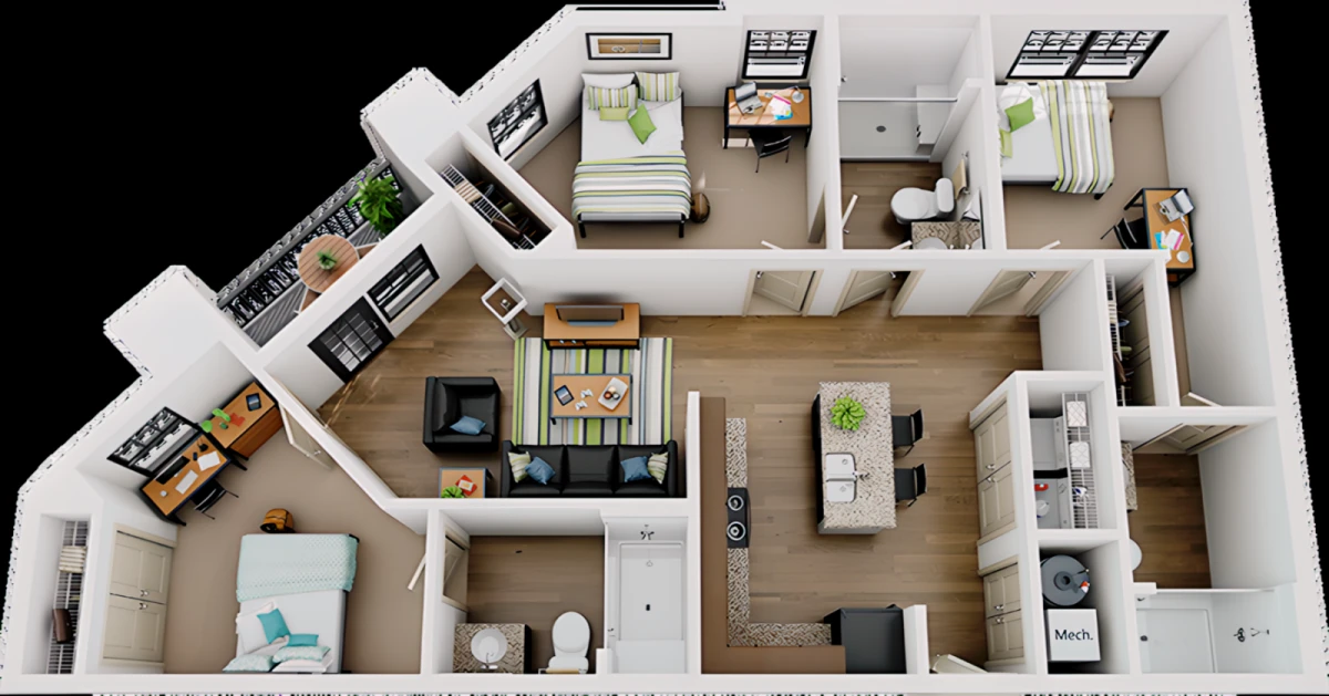 3 Rooms view 4