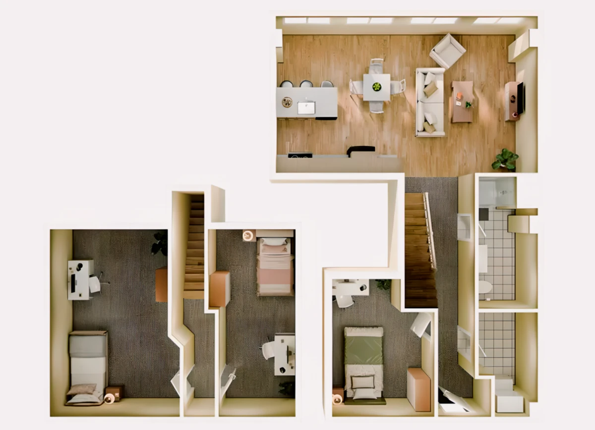 3BR/1BA Rooms view 2