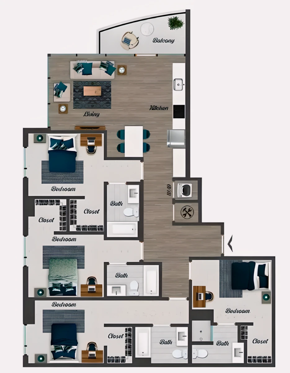 4 Rooms view 2