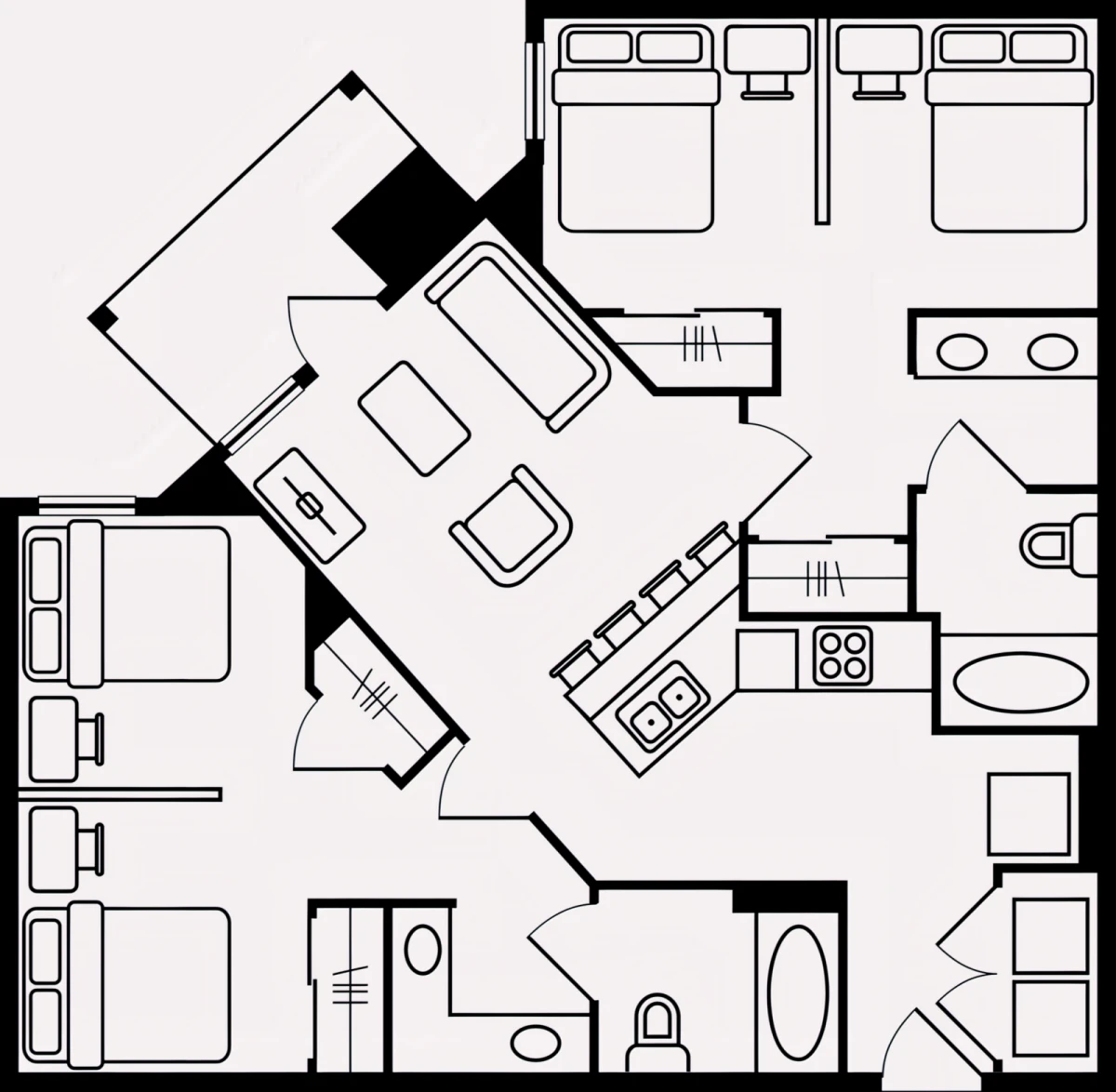 4 Rooms view 1