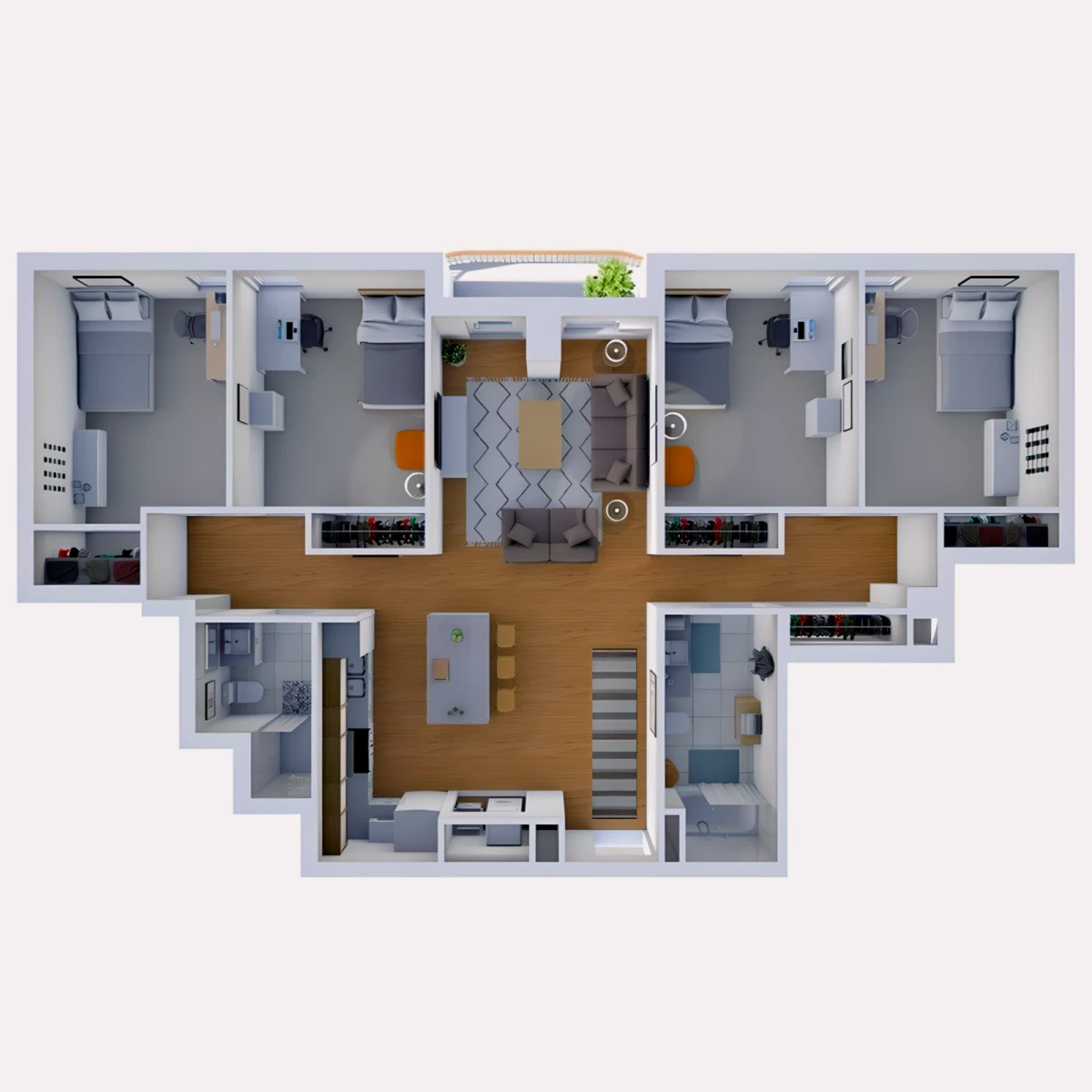 4 Rooms view 1