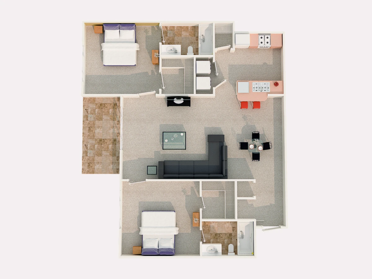 2BD/2BA Rooms view 1